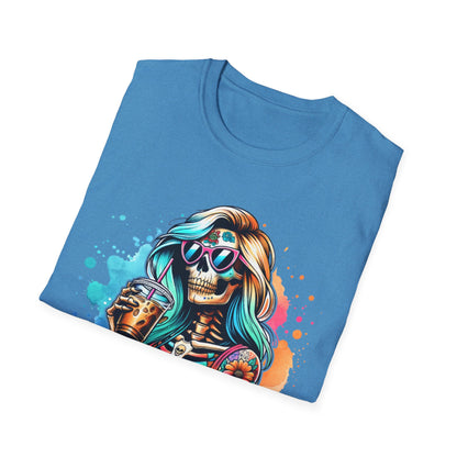 Cool Moms Club Skull T-Shirt — Colorful Day of the Dead Mom Graphic Tee