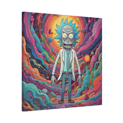 Psychedelic Rick Portal Canvas — Colorful Rick Illustration on Stretched Matte Canvas