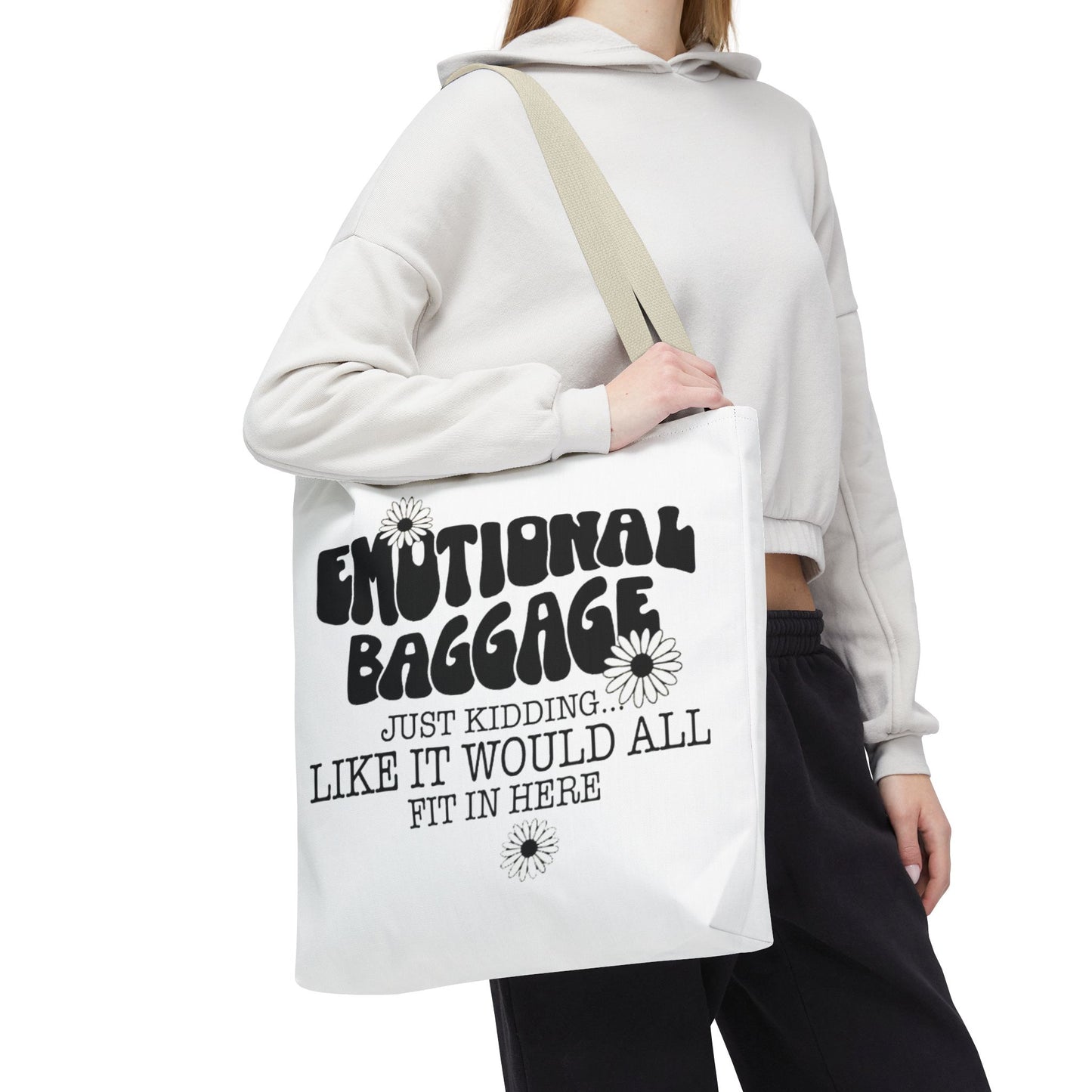 Tote Bag — "Emotional Baggage" Funny Quote Tote with Daisy Vibe