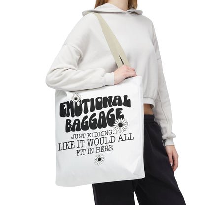 Tote Bag — "Emotional Baggage" Funny Quote Tote with Daisy Vibe