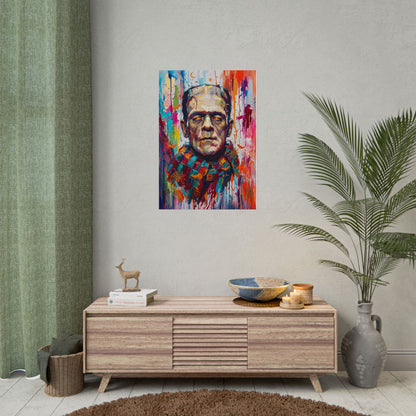 Frankenstein Color Splash Poster — Vibrant Pop Art Horror Wall Print