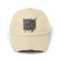 Distressed Dad Hat — "Feeding, Financing & F***ing" Bold Script Cap