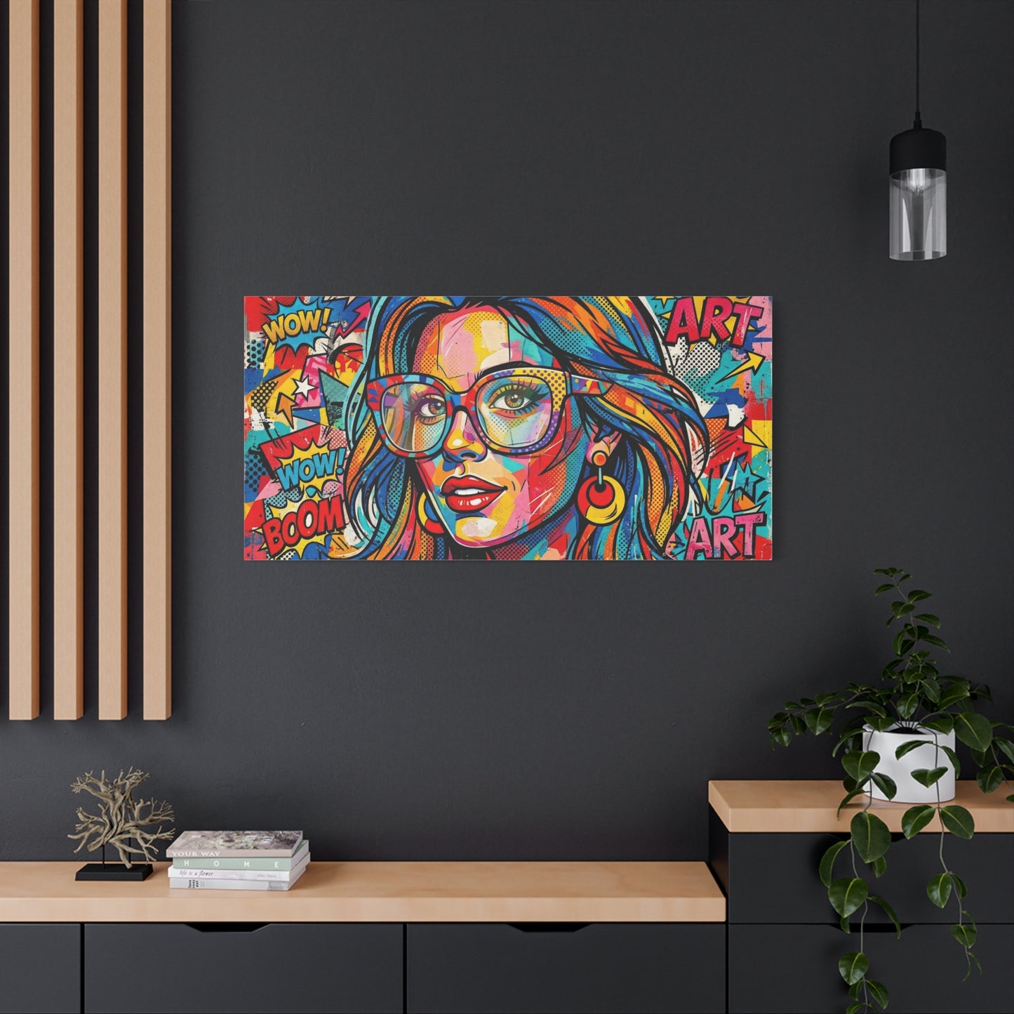Pop Art Chic Canvas Print — Colorful Retro Neon Portrait