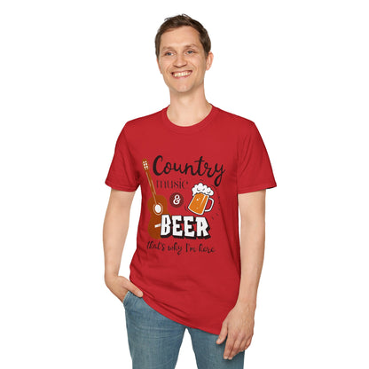 Country Music & Beer T-Shirt — "Country Music & Beer That's Why I'm Here" Graphic Tee