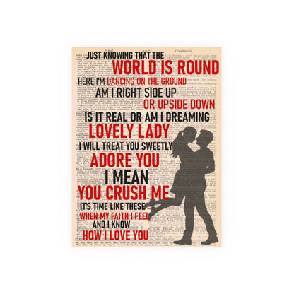 DMB "CRUSH" Romantic Lyrics Poster — 'World Is Round / I Adore You' Vintage Silhouette Print
