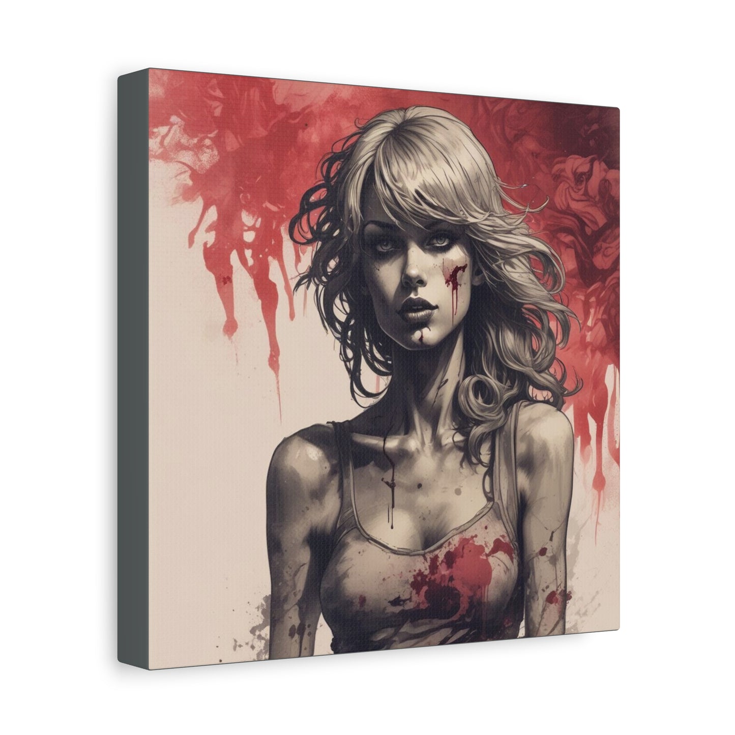 Bloody Swift Matte Canvas Print — Gothic Female Portrait Wall Art, Stretched 1.25"