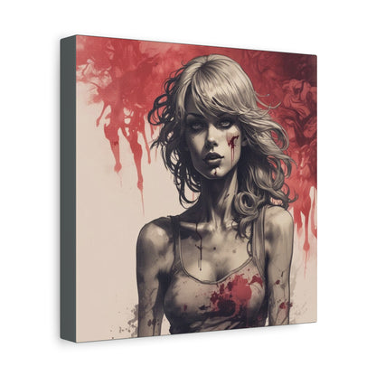 Bloody Swift Matte Canvas Print — Gothic Female Portrait Wall Art, Stretched 1.25"