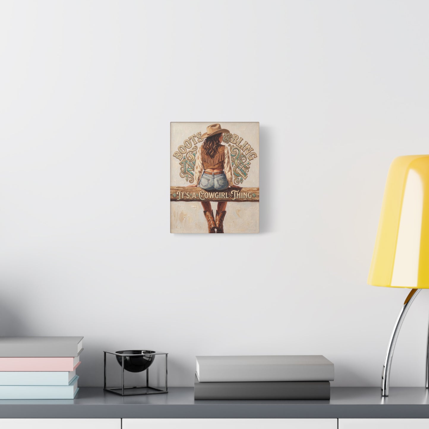 "Boots & Bling: It's a Cowgirl Thing" Matte Stretched Print