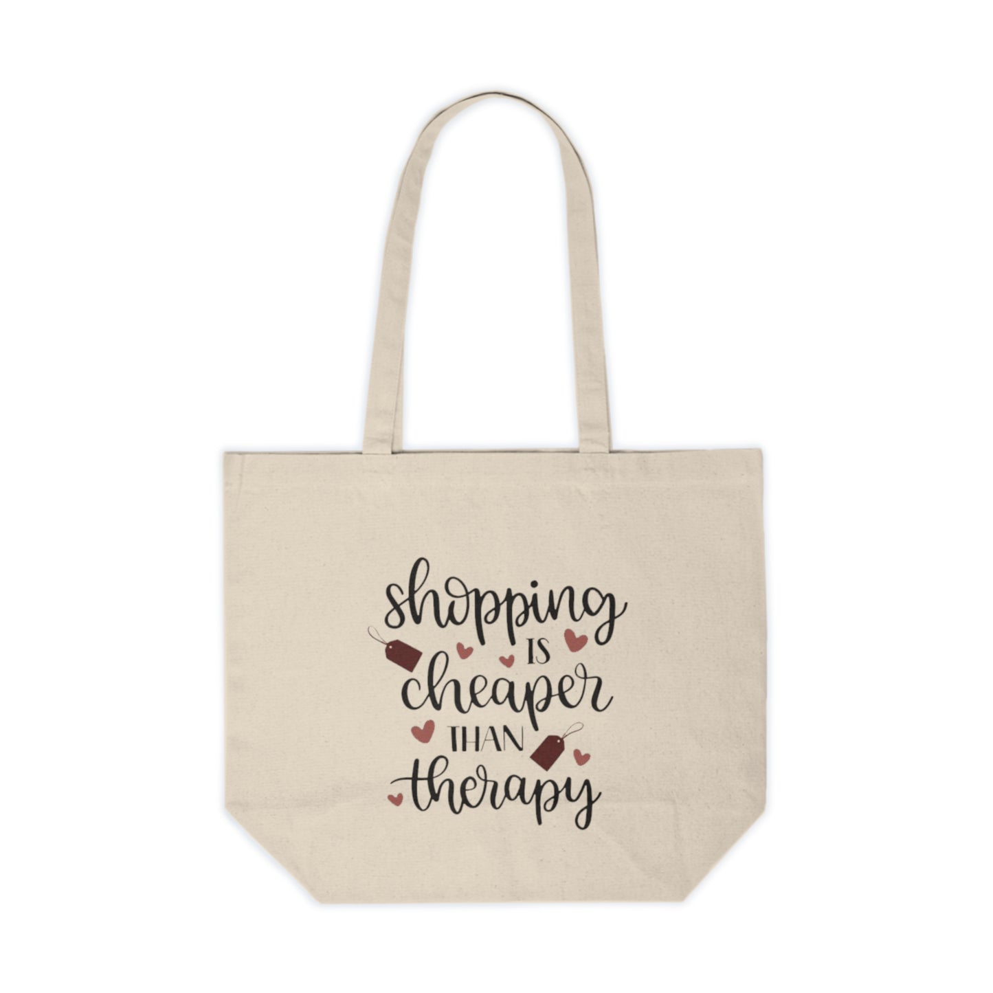 Canvas Tote — "Shopping Is Cheaper Than Therapy" Reusable Market Bag