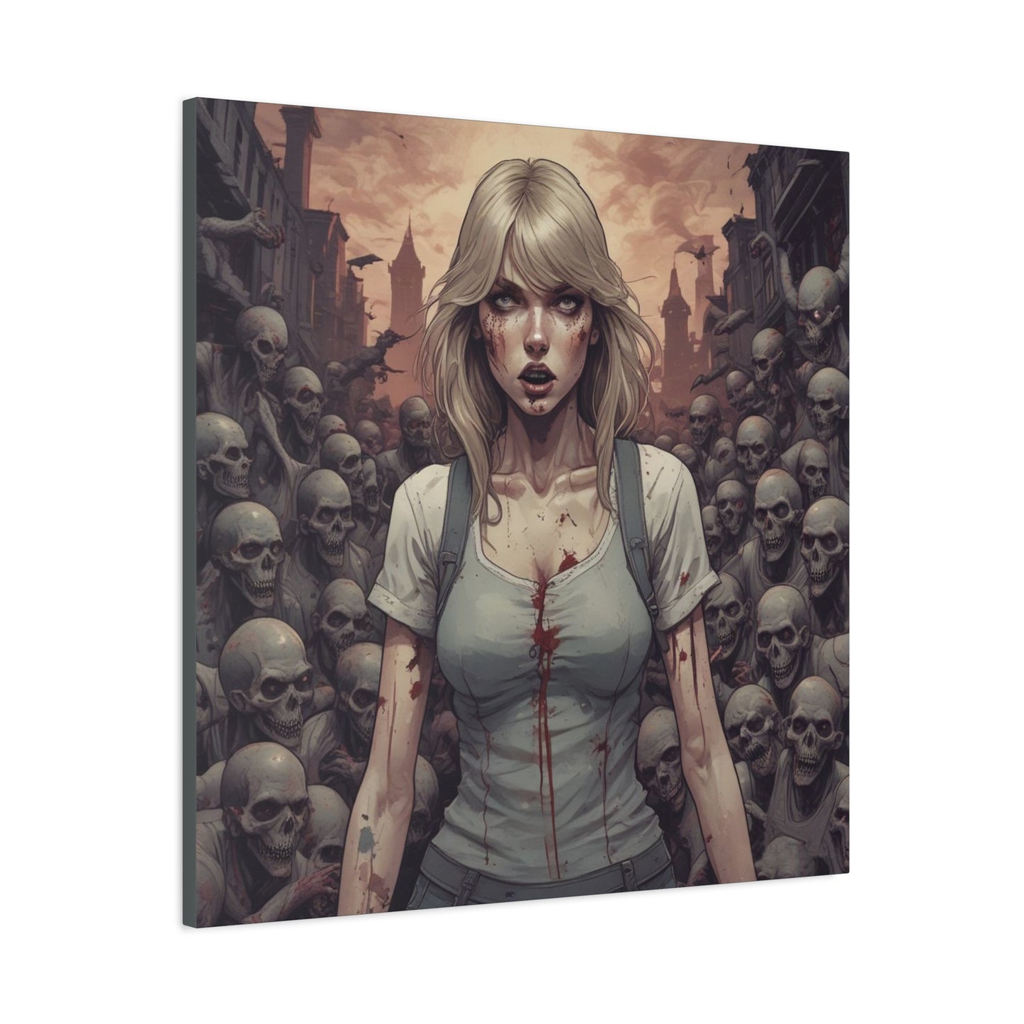 Zombie Swift Matte Canvas Wall Art — Gory Gothic Horror Illustration