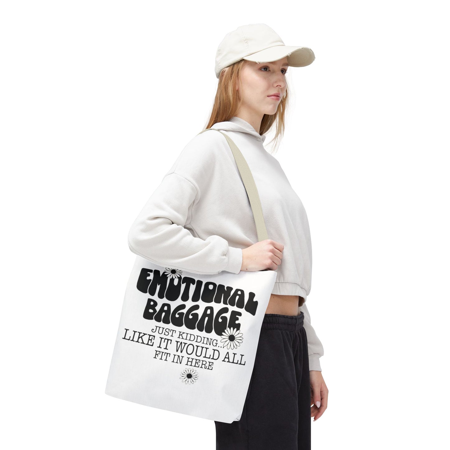 Tote Bag — "Emotional Baggage" Funny Quote Tote with Daisy Vibe