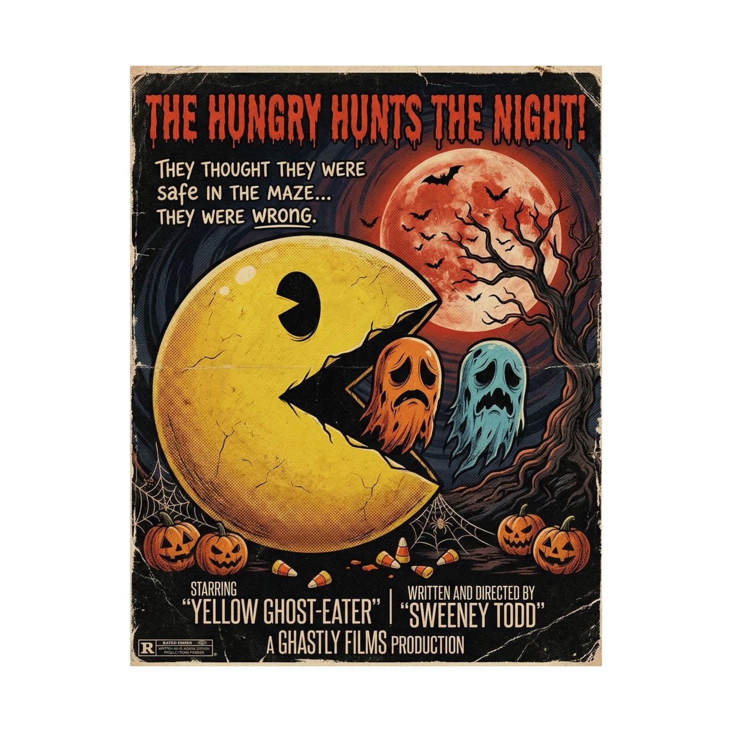 'The Hungry Hunts the Night' Satin Art Print