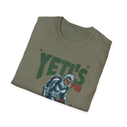 Yeti's Pub Graphic T-Shirt — Vintage Rock Band Snowman Design