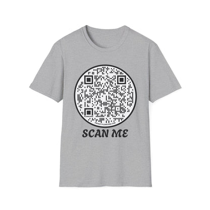 QR Code "Scan Me" T-Shirt — Interactive Novelty Shirt for Events & Gifts