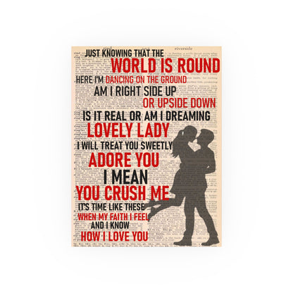 DMB "CRUSH" Romantic Lyrics Poster — 'World Is Round / I Adore You' Vintage Silhouette Print