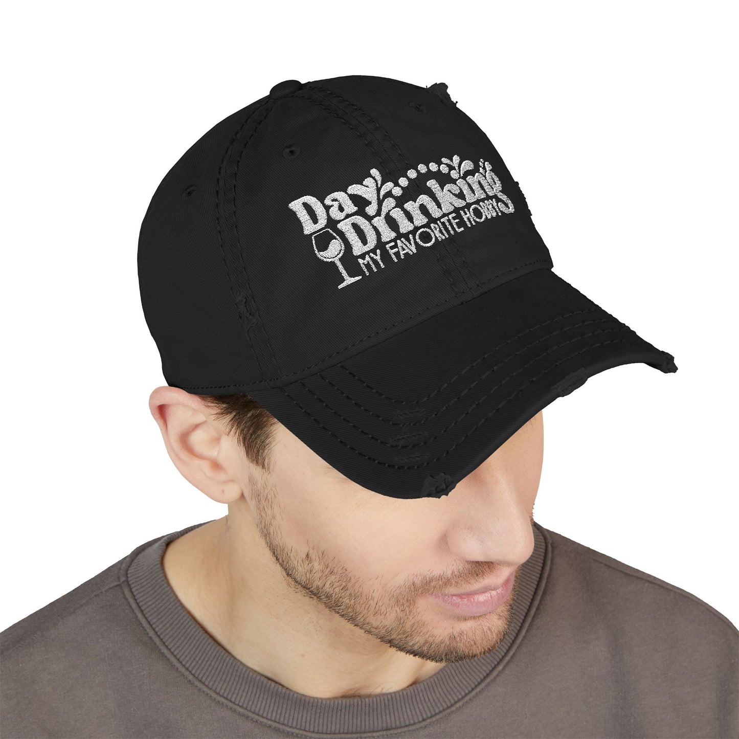 Day Drinking Squad Distressed Dad Hat — Embroidered Casual Baseball Cap