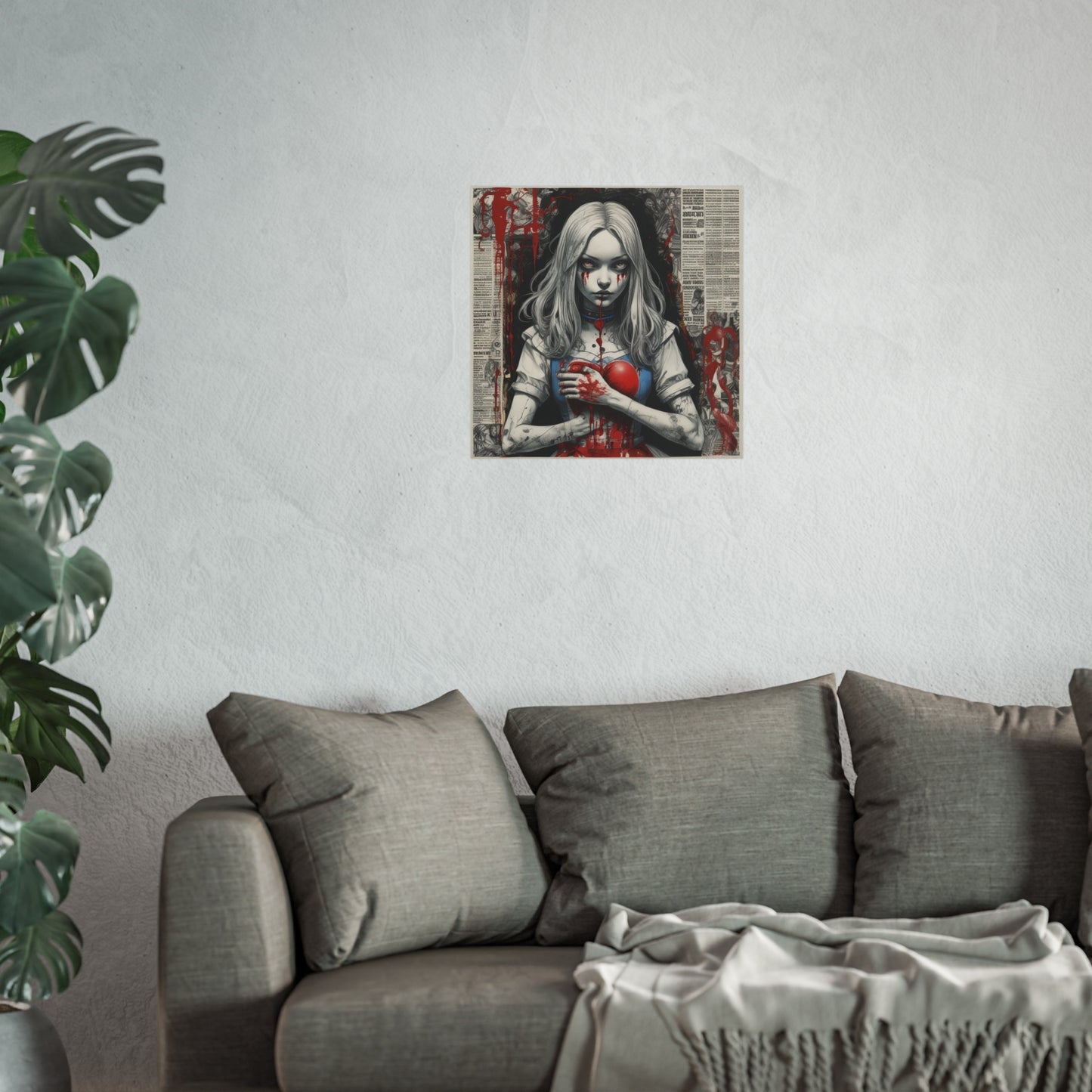 Dark Gothic Alice Fine Art Poster — Bleeding Heart Surreal Wall Art