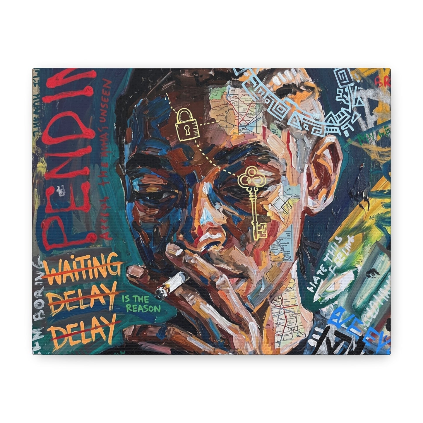 Urban Portrait Matte Canvas Print — 'Waiting Delay' Contemporary Street Art