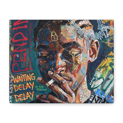 Urban Portrait Matte Canvas Print — 'Waiting Delay' Contemporary Street Art