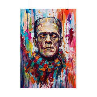 Frankenstein Color Splash Poster — Vibrant Pop Art Horror Wall Print
