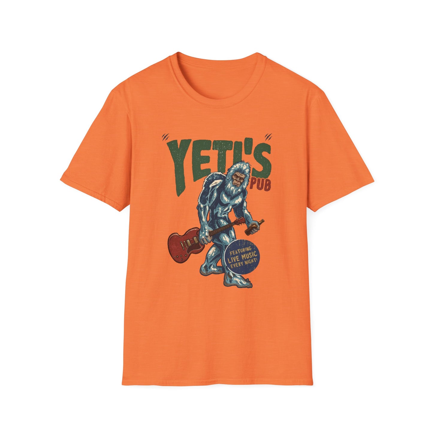 Yeti's Pub Graphic T-Shirt — Vintage Rock Band Snowman Design
