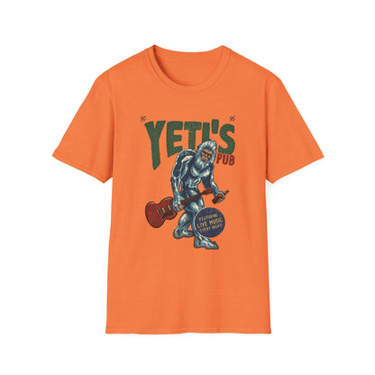 Yeti's Pub Graphic T-Shirt — Vintage Rock Band Snowman Design