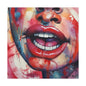 Colorful Pop Art Lips Canvas Wall Art – Vibrant Stretched Matte Portrait