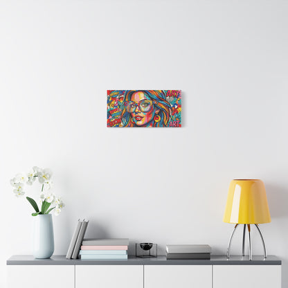 Pop Art Chic Canvas Print — Colorful Retro Neon Portrait