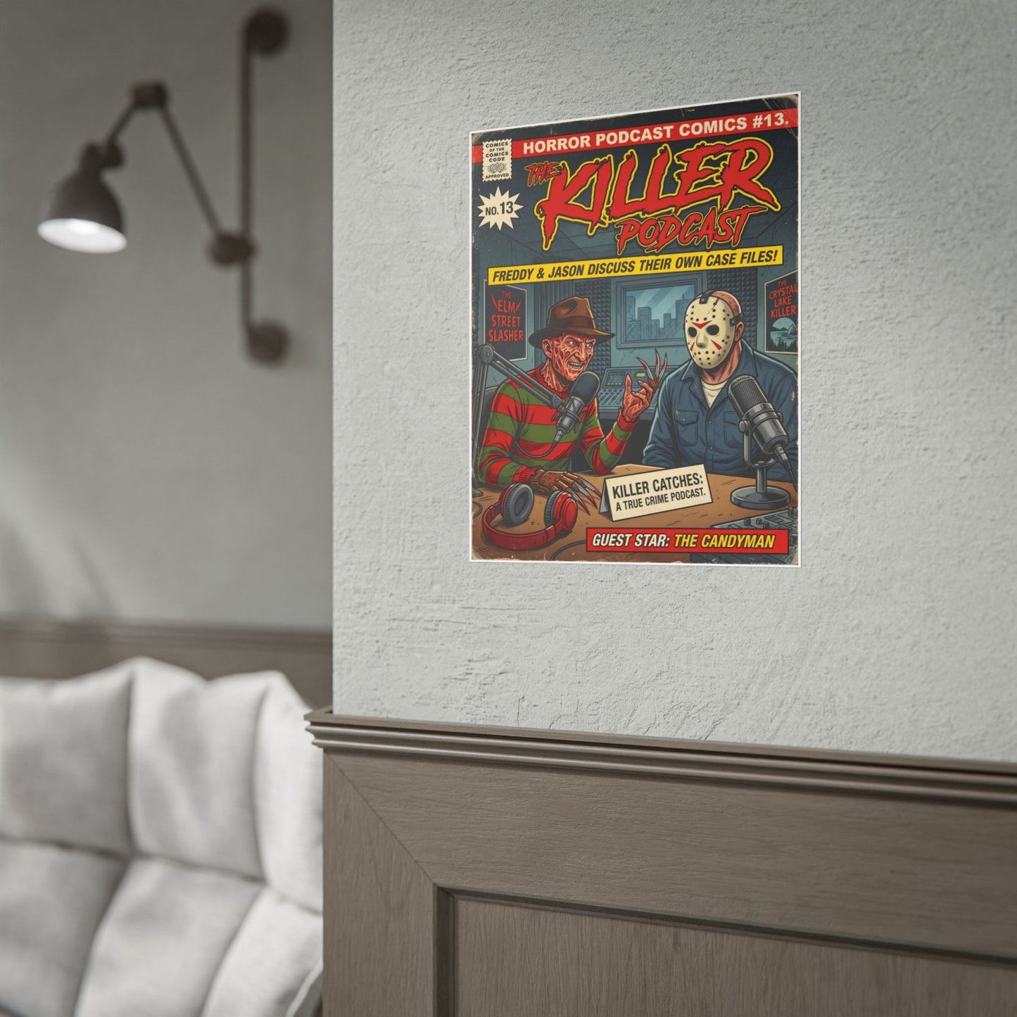 Horror Podcast Comic Poster — "The Killer Podcast" Rolled Art Print