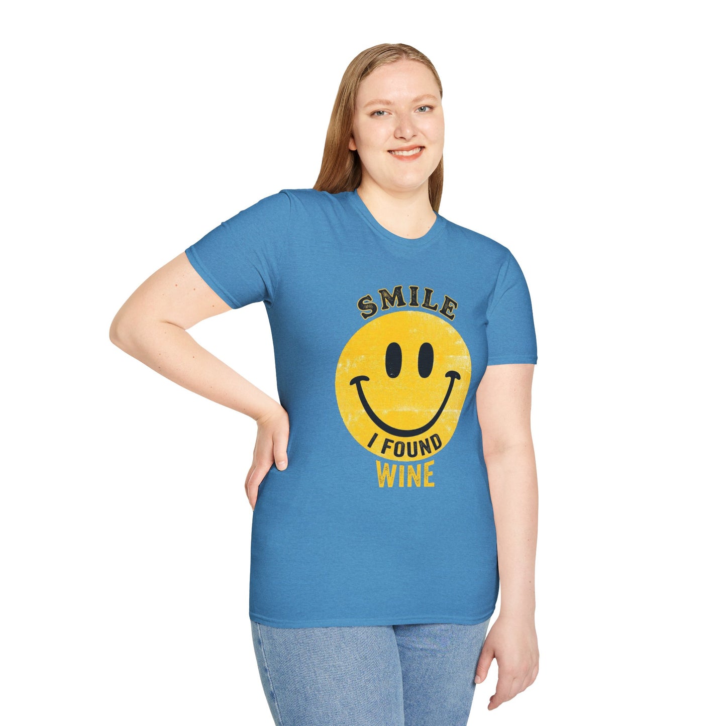 Wine Smile T-Shirt — "Smile I Found Wine" Retro Smiley Tee