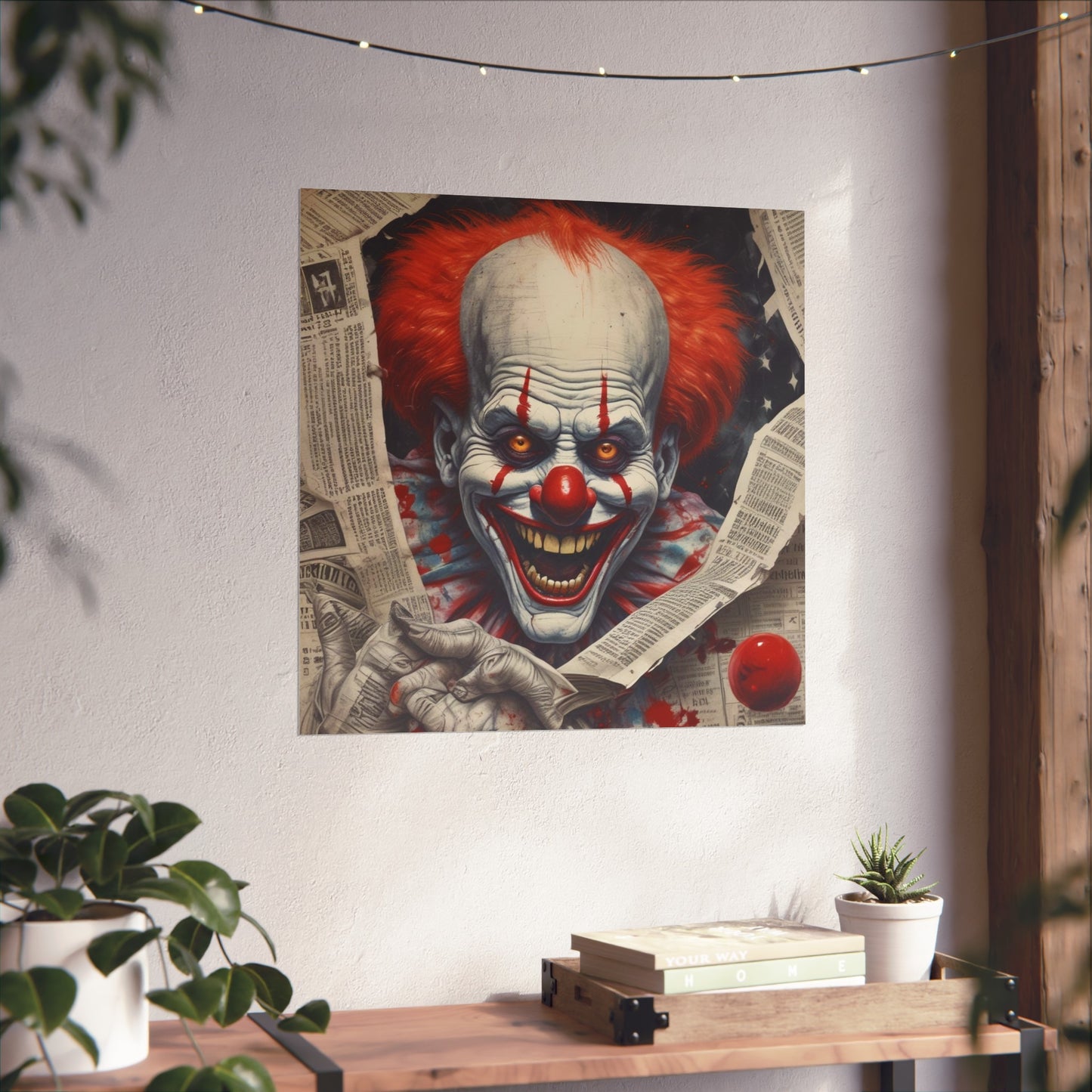 Creepy Pennywise-Style Scary Circus Wall Art