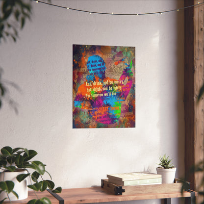DMB Trippin Billies Art Poster Print — Colorful 'Eat, Drink, and Be Merry' Typographic Art Print