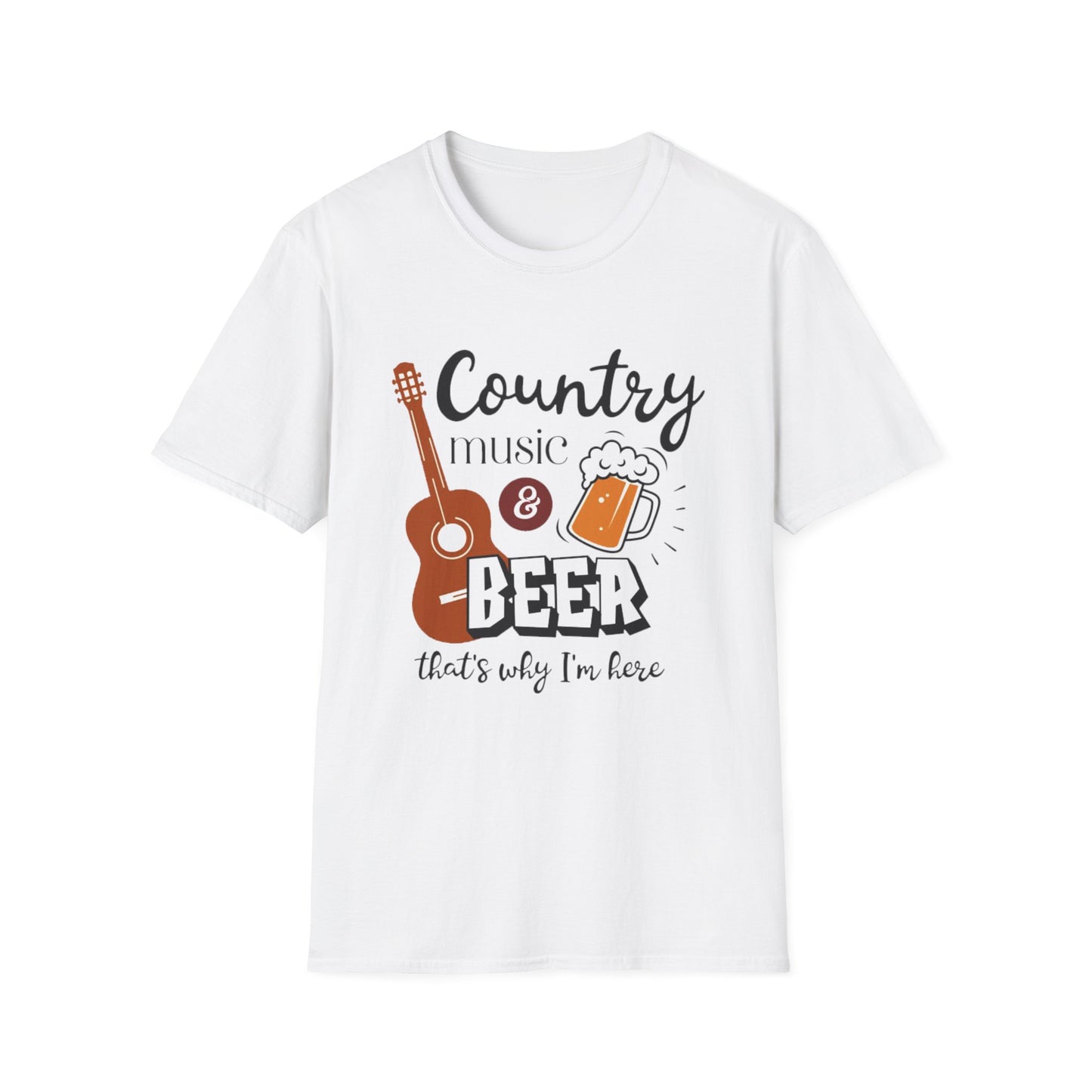 Country Music & Beer T-Shirt — "Country Music & Beer That's Why I'm Here" Graphic Tee
