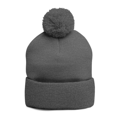 Embroidered Pom-Pom Beanie — "Spitters Are Quitters!" Cozy Winter Hat