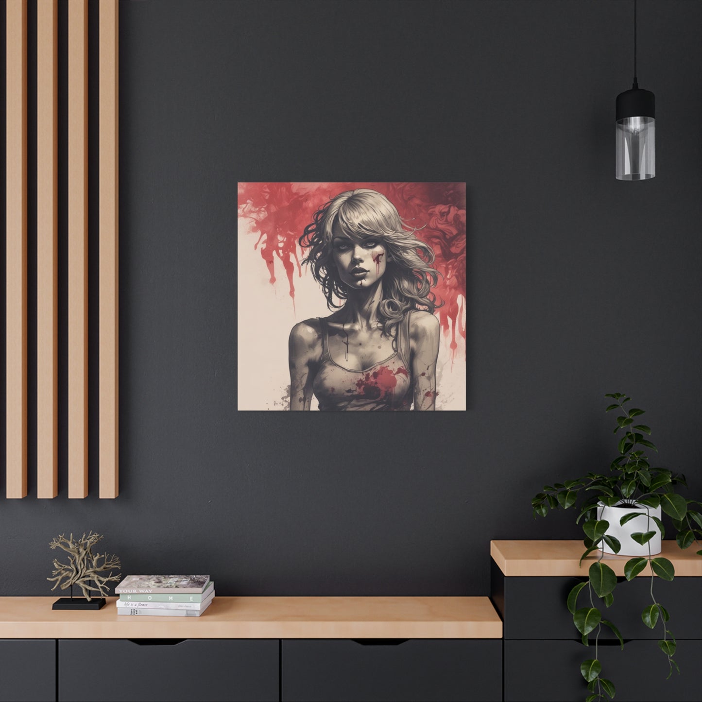 Bloody Swift Matte Canvas Print — Gothic Female Portrait Wall Art, Stretched 1.25"