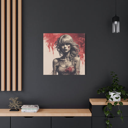 Bloody Swift Matte Canvas Print — Gothic Female Portrait Wall Art, Stretched 1.25"