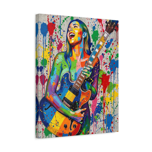 Colorful Guitarist Pop Art Canvas Print — Vibrant Music Wall Art