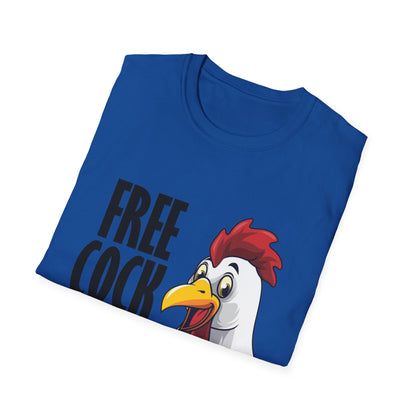 Graphic T-Shirt — "Free Cock Ride" Rooster Novelty Tee