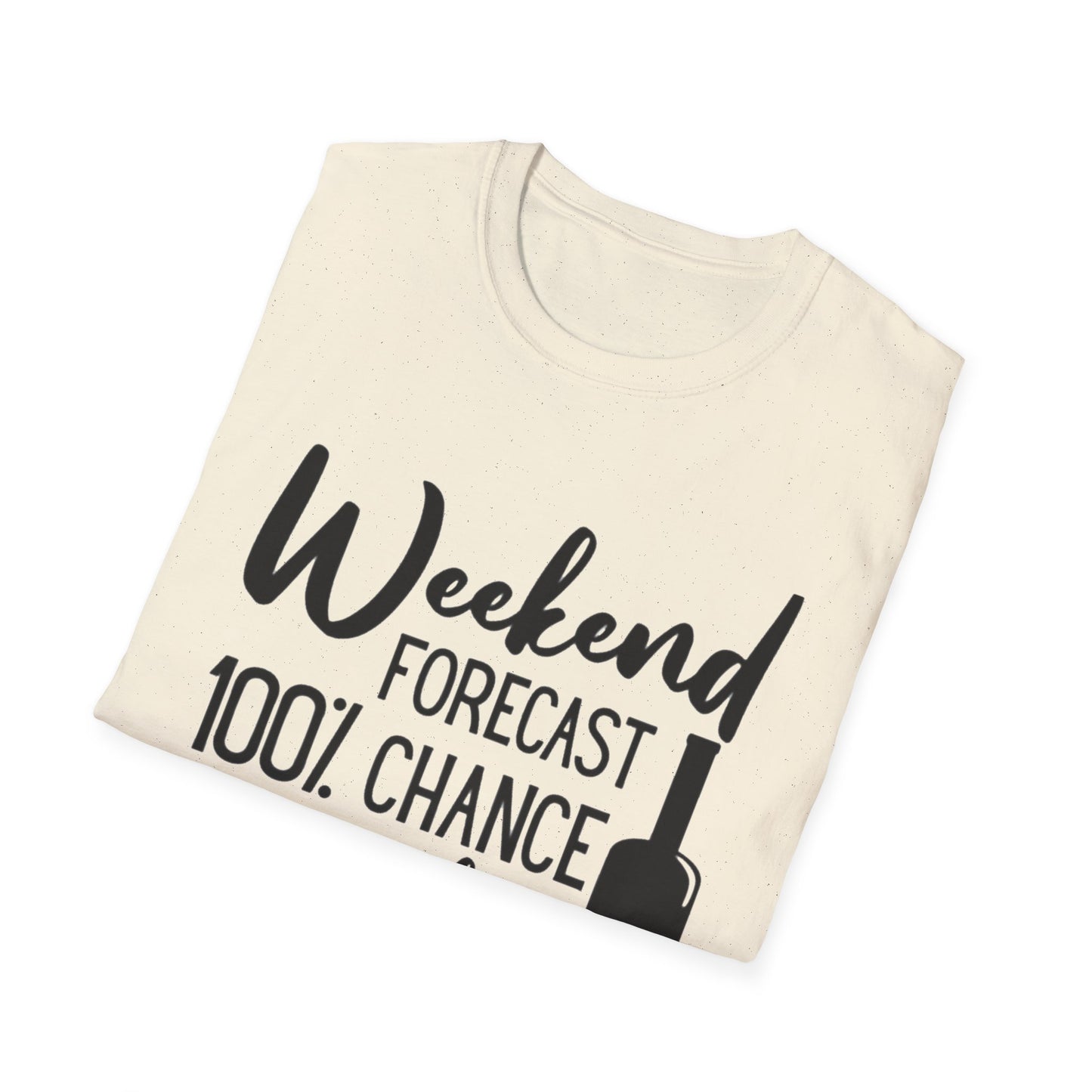 Wine Weekend T-Shirt — "Weekend Forecast 100% Chance of Wine" Graphic Tee