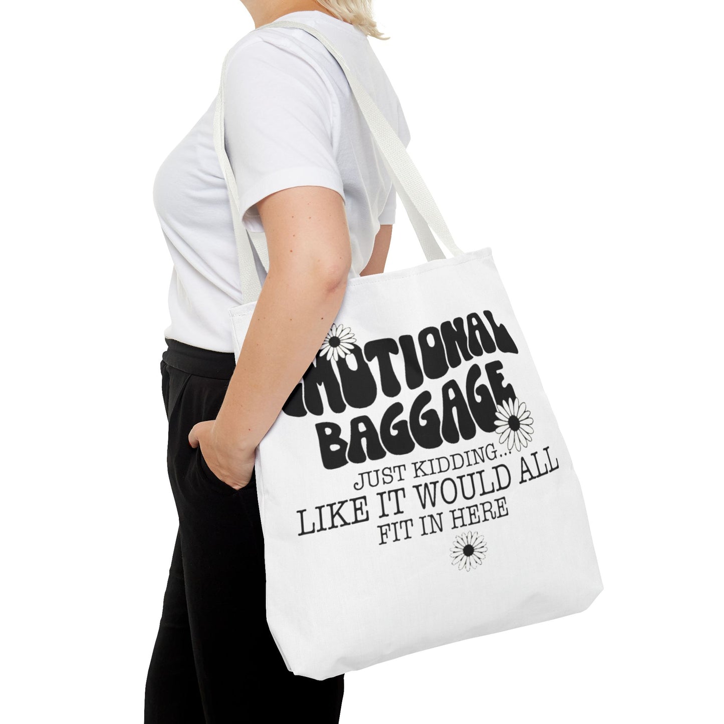 Tote Bag — "Emotional Baggage" Funny Quote Tote with Daisy Vibe