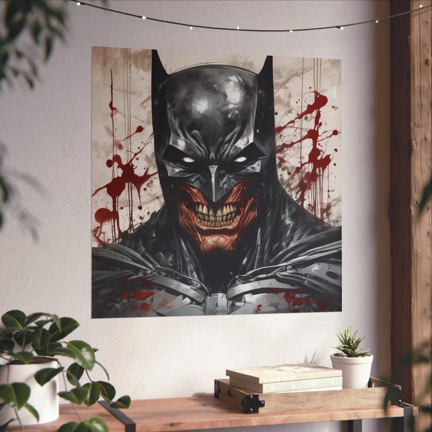 Horror Comic Fine Art Poster Print — Grinning Dark Knight Portrait