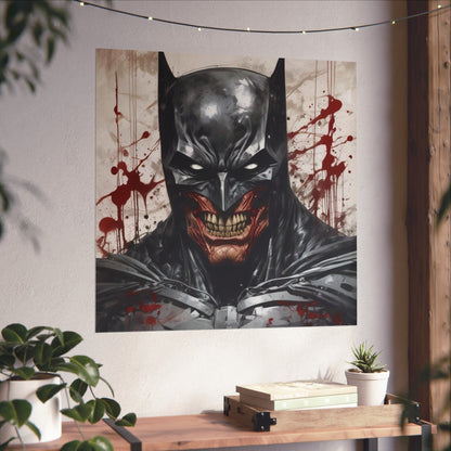 Horror Comic Fine Art Poster Print — Grinning Dark Knight Portrait
