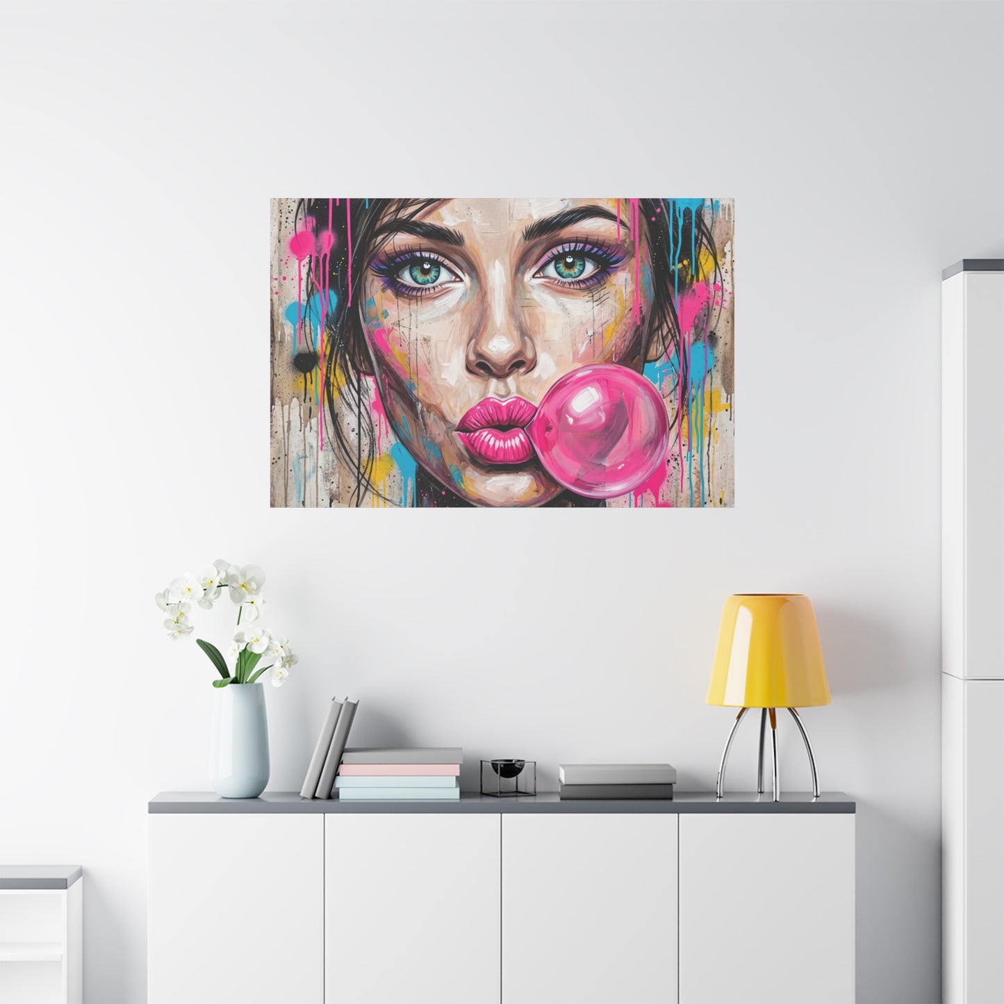 Abstract Bubble Girl Canvas Print — Matte Stretched Wall Art