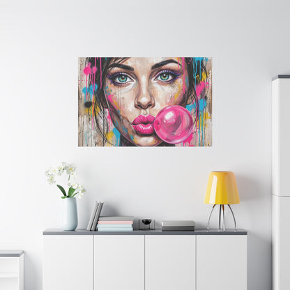 Abstract Bubble Girl Canvas Print — Matte Stretched Wall Art