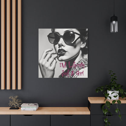 Canvas Wall Art - "I'm Literally Just A Girl" Retro Glam Portrait