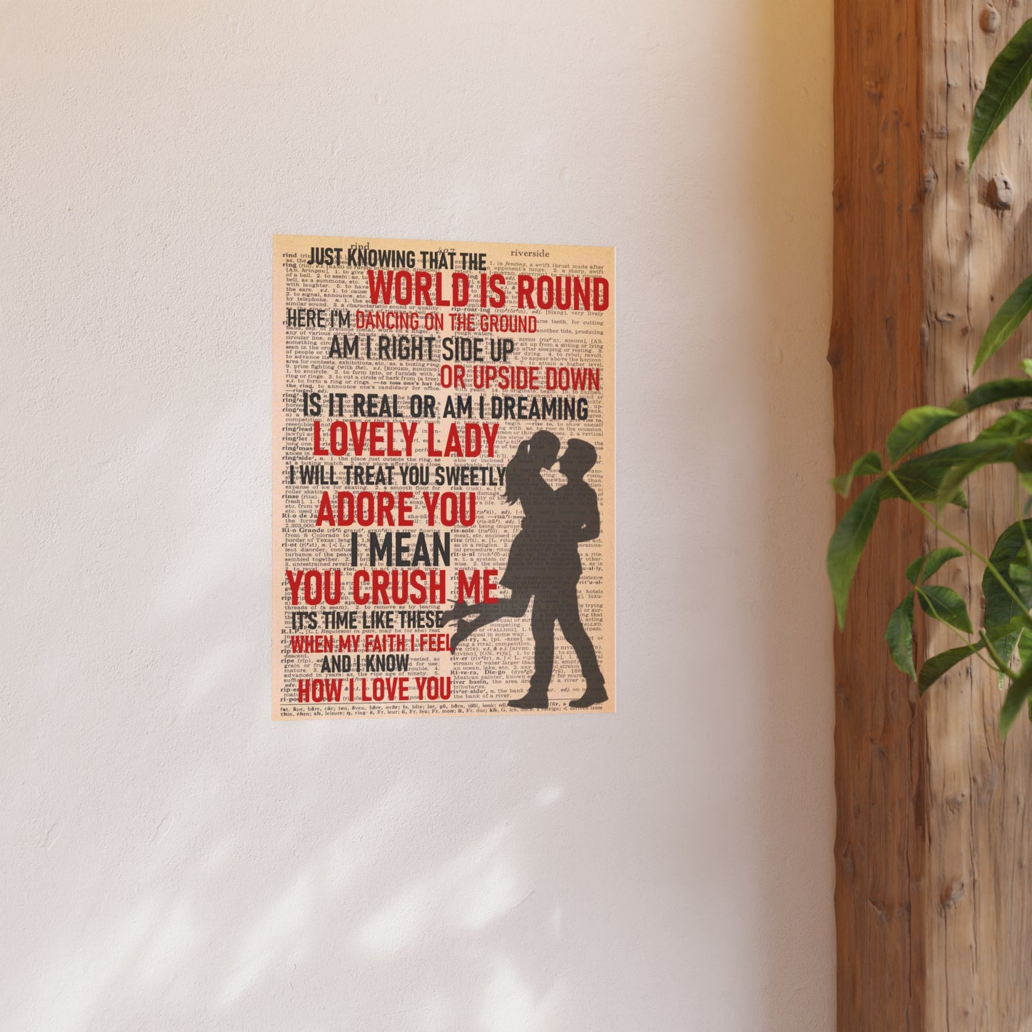 DMB "CRUSH" Romantic Lyrics Poster — 'World Is Round / I Adore You' Vintage Silhouette Print