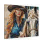Cowgirl & Horse Collage Matte Canvas Print — Western Collage Art Wall Decor