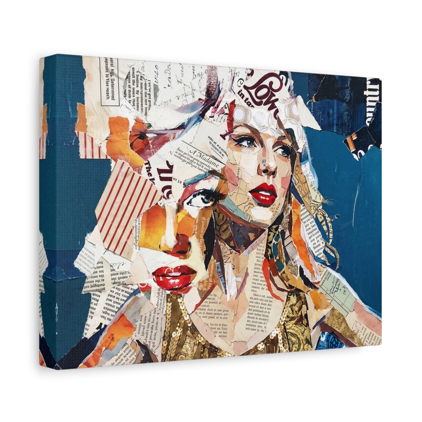 Pop Art Collage Woman Canvas Print — Modern Portrait Wall Art