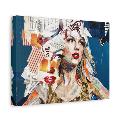 Pop Art Collage Woman Canvas Print — Modern Portrait Wall Art