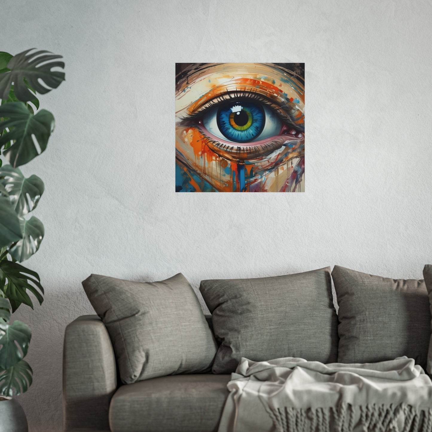 Vibrant Blue Eye Surreal Wall Art Print